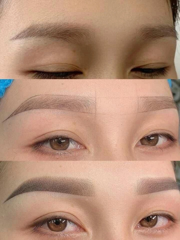 Phun Chân Mày Ombre Tự Nhiên Chuẩn Tỷ Lệ Gương Mặt